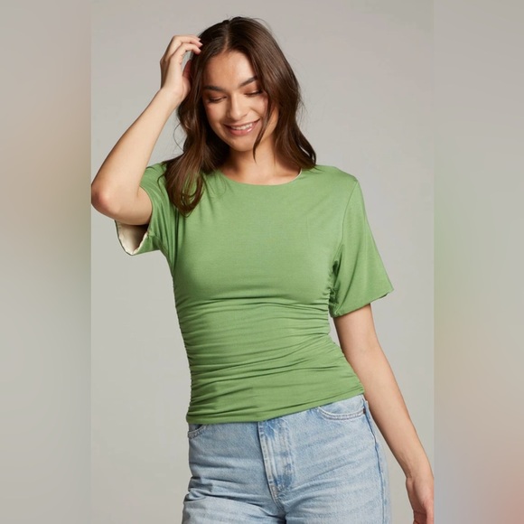 Chaser Sz S Ocala Whitecap Piquant REVERSIBLE Fitted Top REVERSES IVORY TO GREEN - Picture 8 of 16